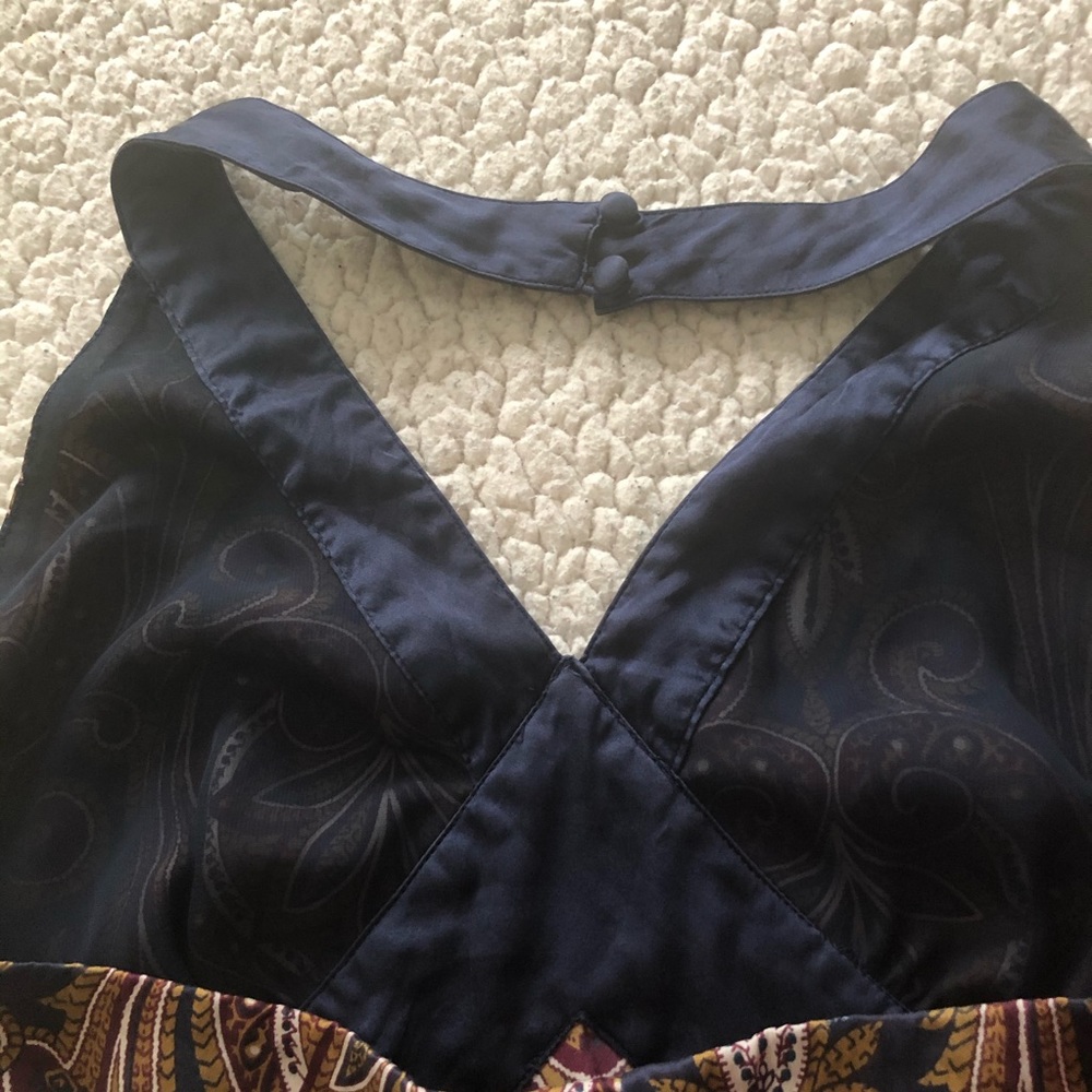 Michael Kors Silk Blue/Brown Paisley Halter Top - Picture 6 of 8